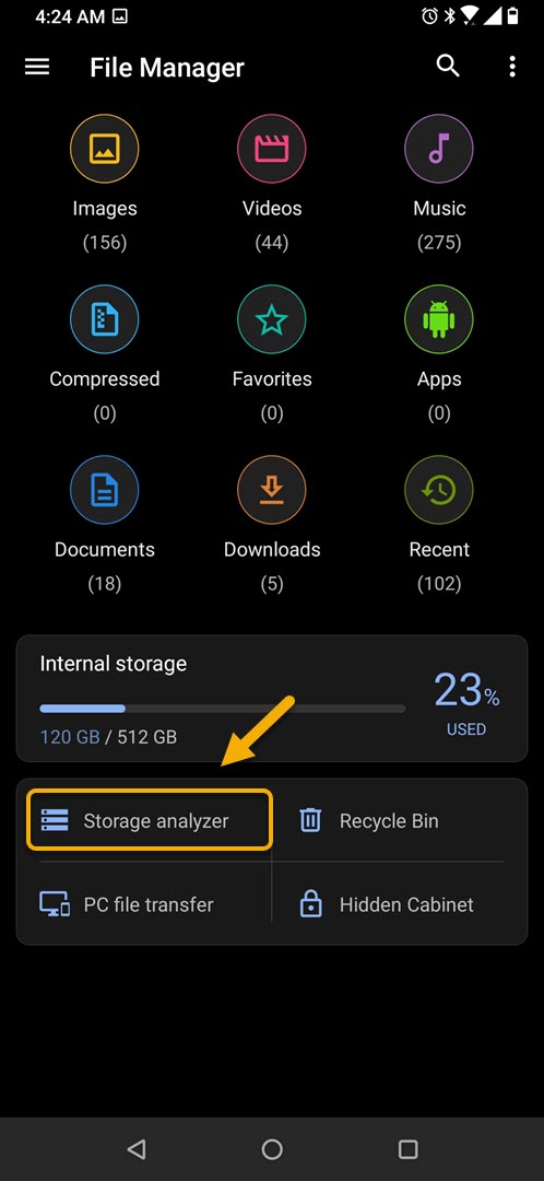 Using the File Manager app to free up space on your ROG Phone 3