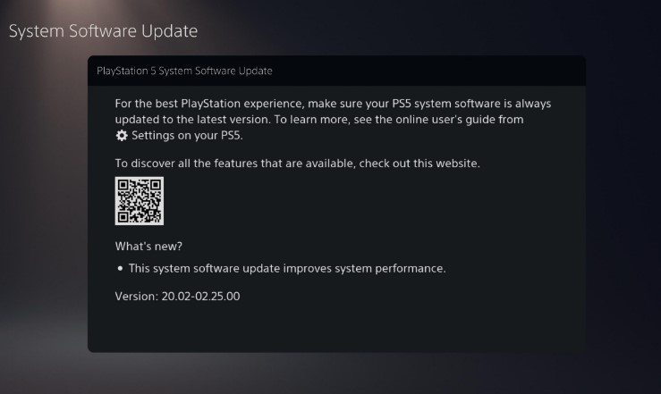 PS5 firmware update