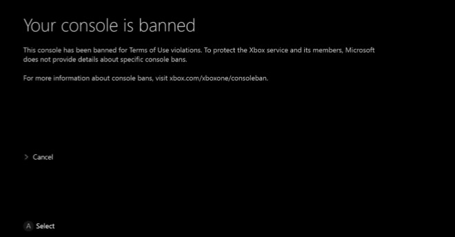 Xbox One console ban