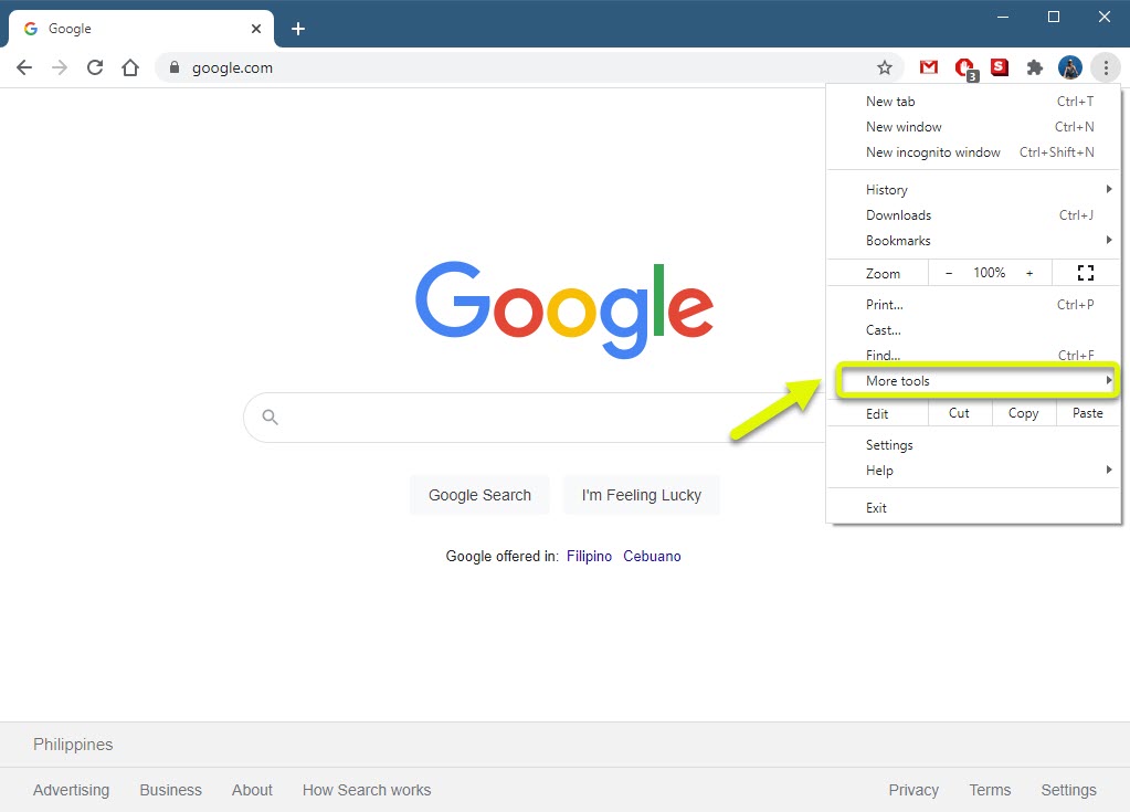 click on more tools