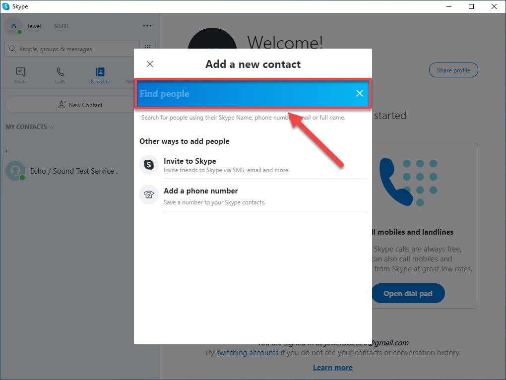 Add a Contact On Skype