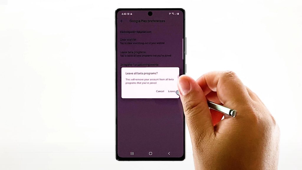 leave all beta programs play store note20 confirm