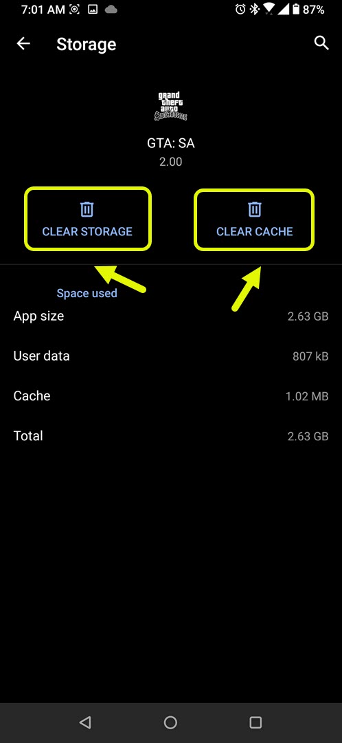 tap clear cache clear storage
