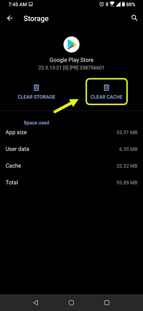 tap clear cache