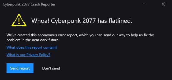 Cyberpunk 2077 has flatflined error