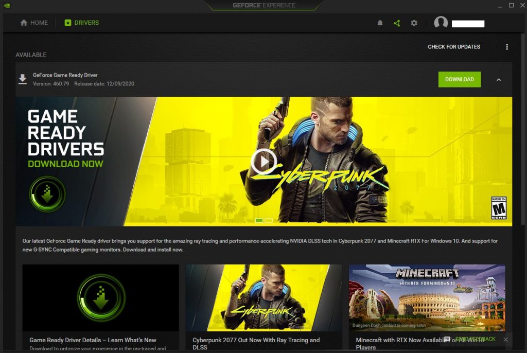 NVIDIA Cyberpunk drivers update