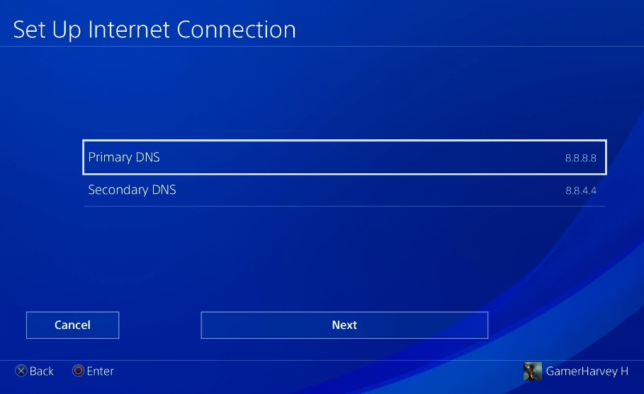 PS4 Primary and secondary DNS