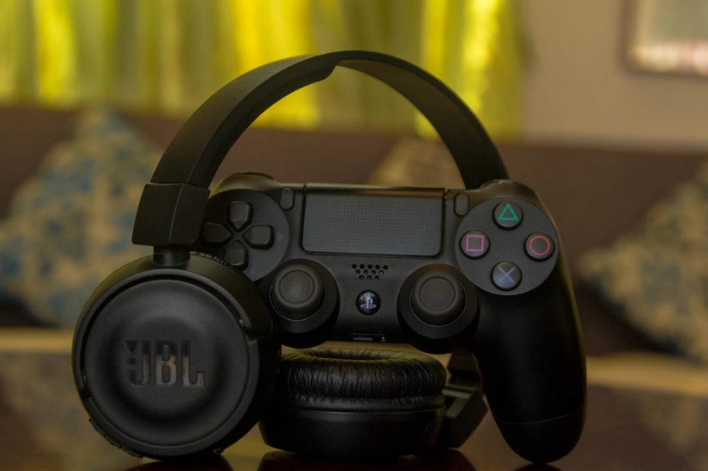 PS4 controller and headset