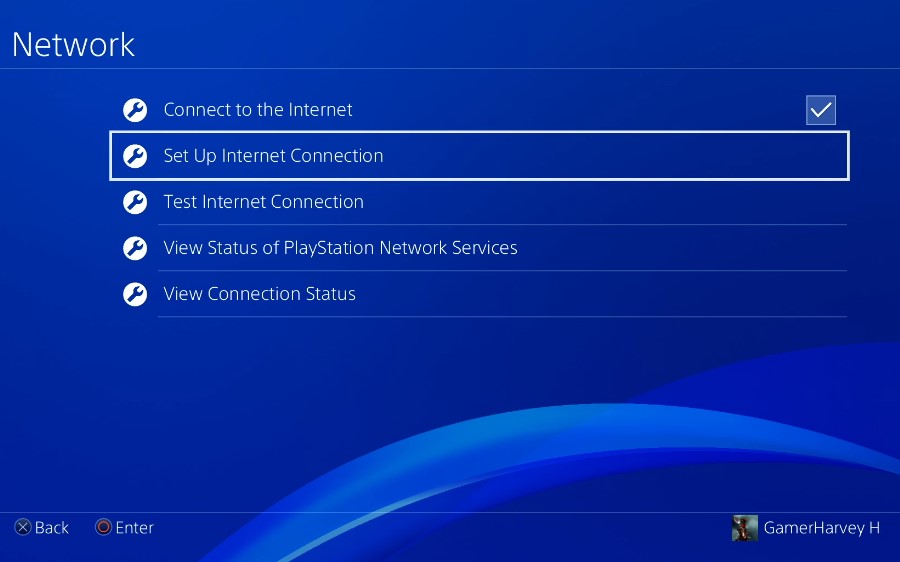 PS4 set up internet connection