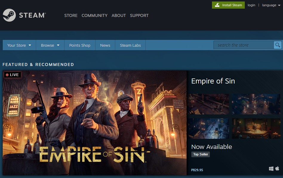 Steam Home Page 