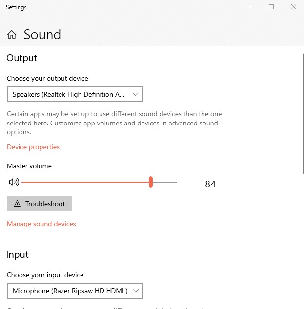 Windows Sound Settings
