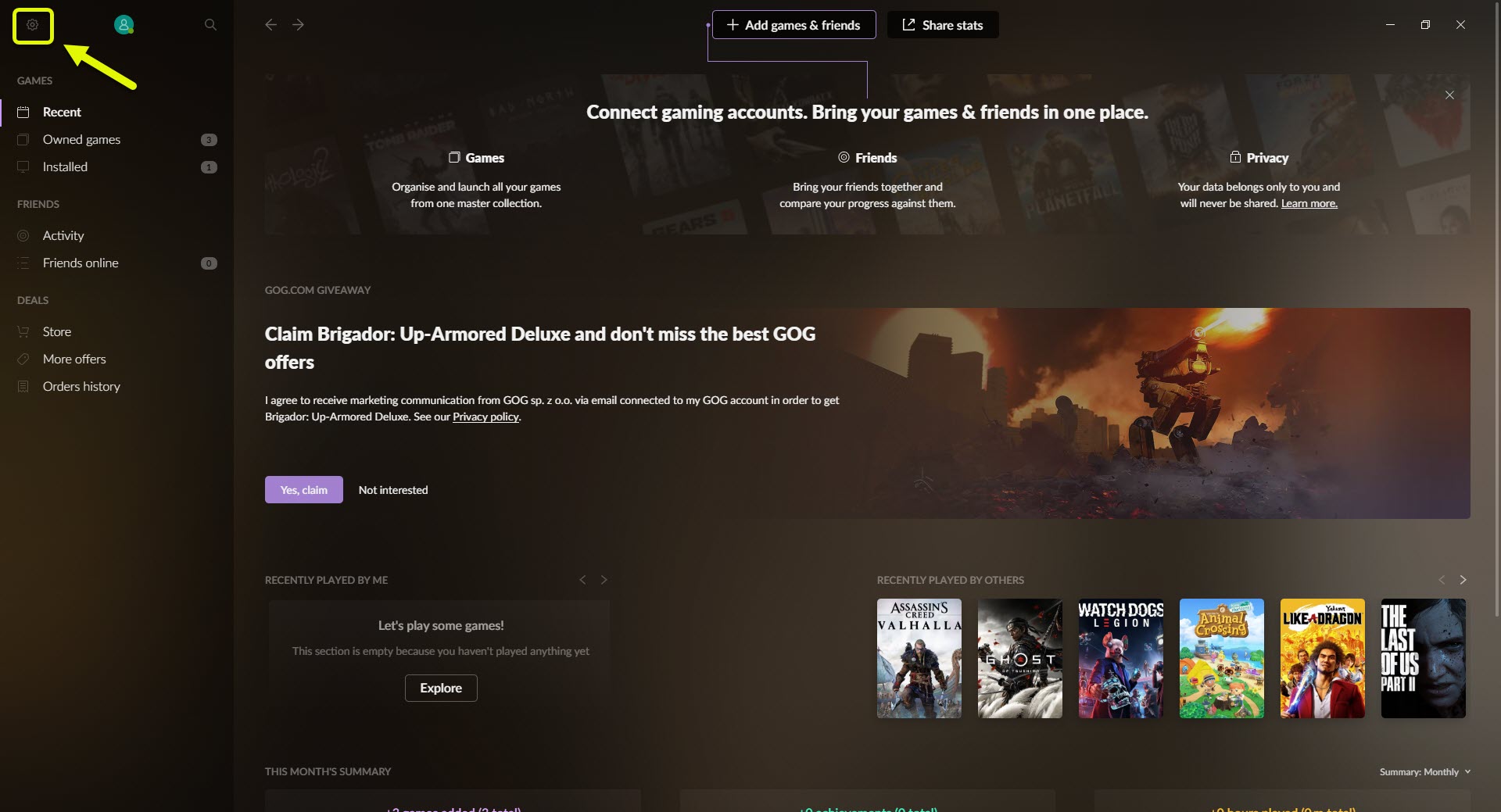 Connecting Steam to GOG GALAXY 2