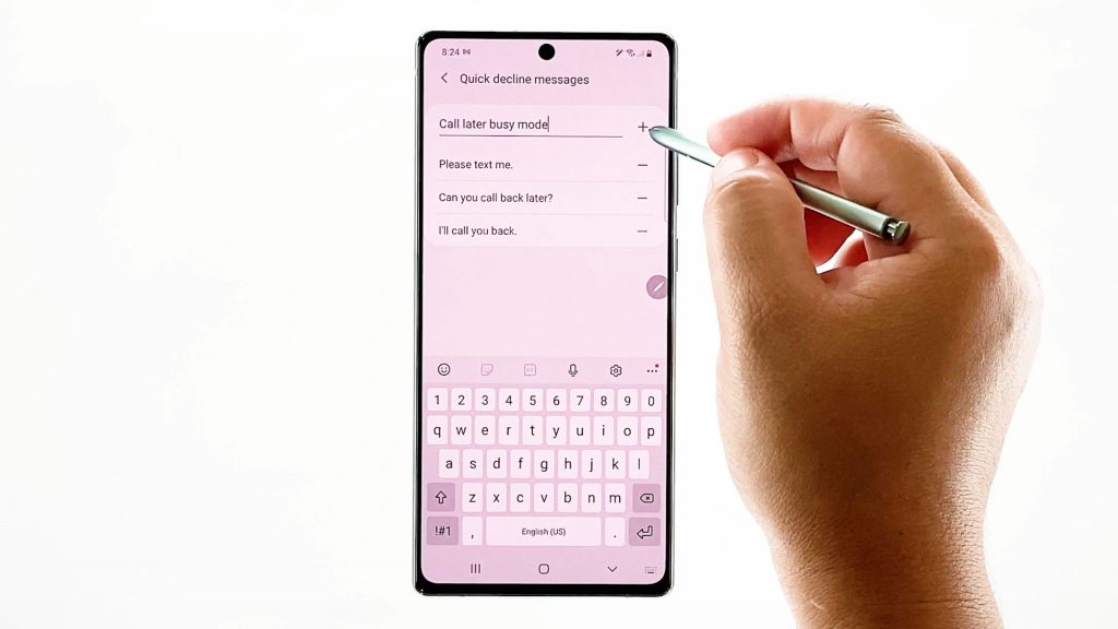 create quick decline messages on note20 plus