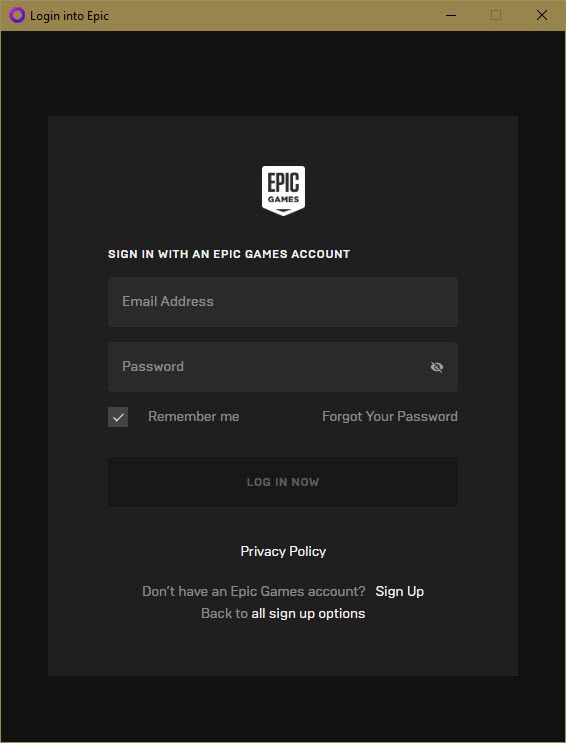 enter email and password