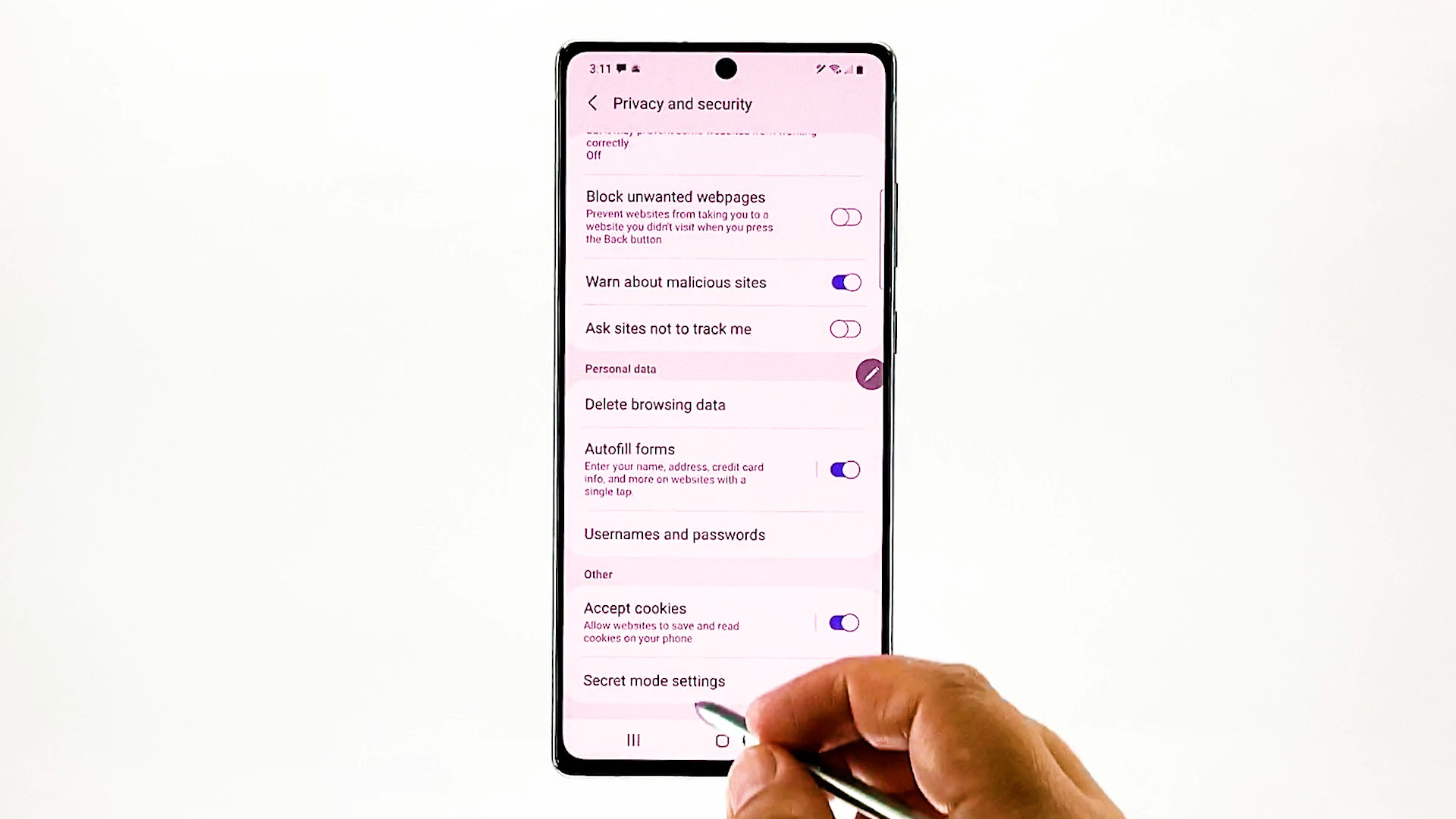 How to Access and Manage Secret Mode Settings on Galaxy Note 20