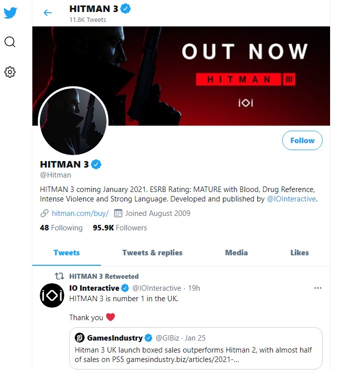 Hitman 3 Twitter