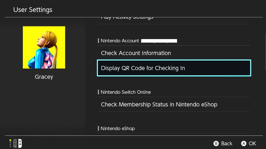 Nintendo account QR code