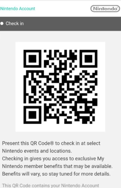 Nintendo account qr code checking in