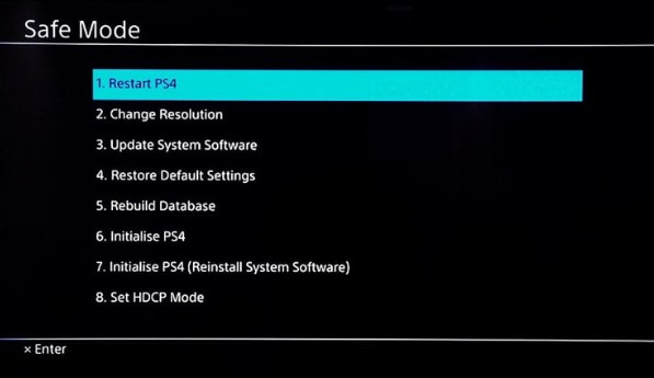 PS4 Safe Mode