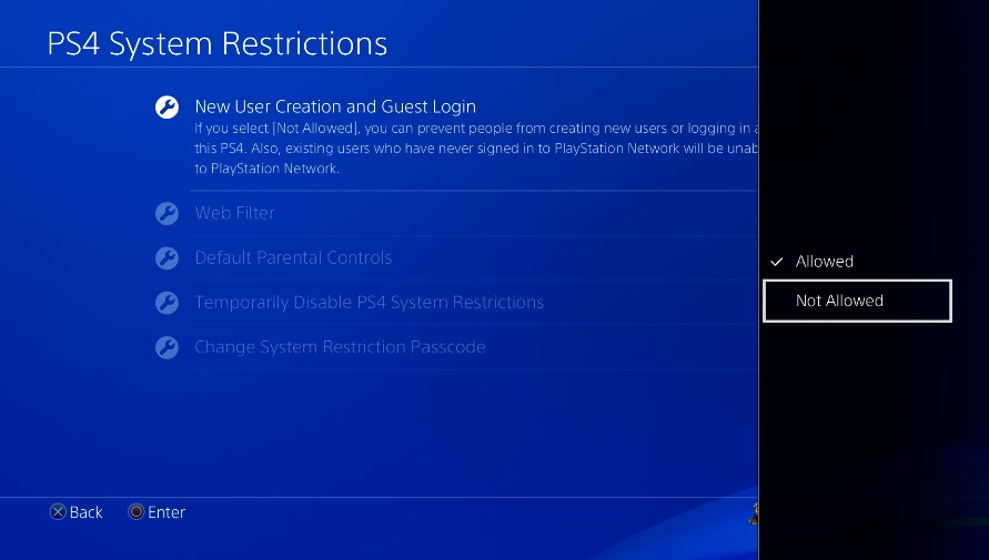 PS4 System Restrictions