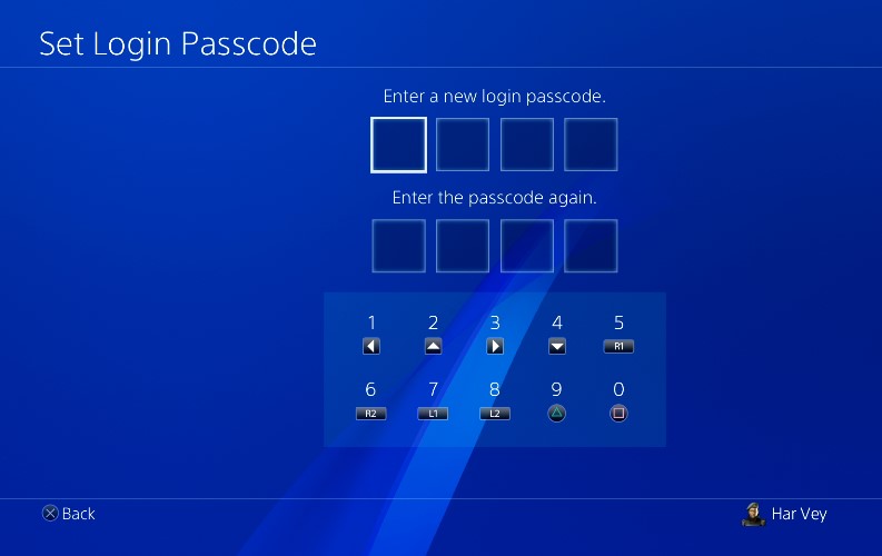 PS4 login passcode management