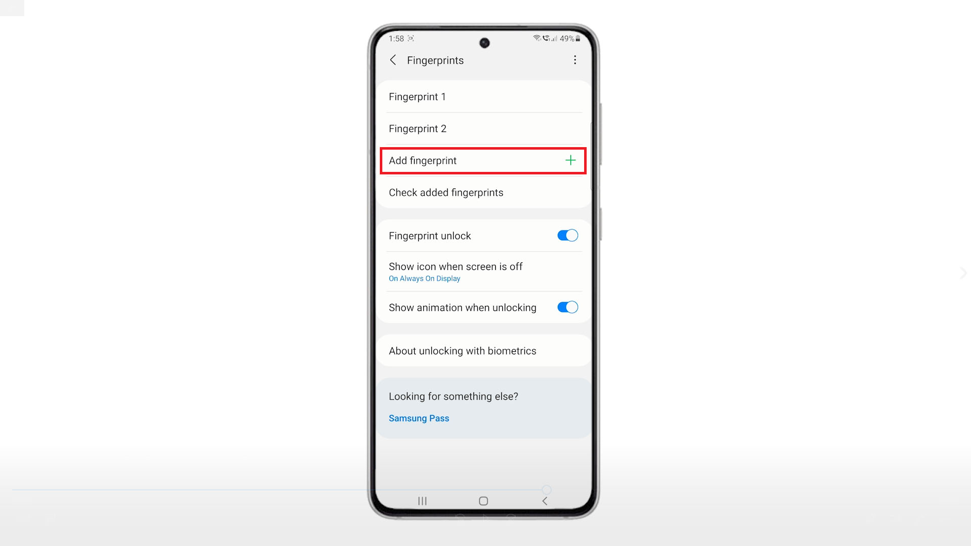 How to Register or Add Fingerprint on Samsung Galaxy S21 | Biometrics ...