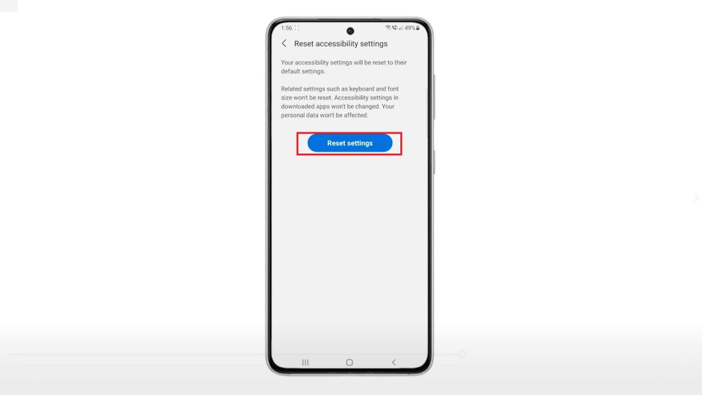 reset accessibility settings galaxy s21 restngs