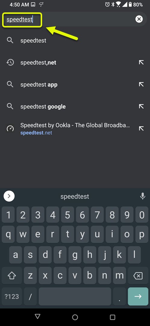 search for speedtest