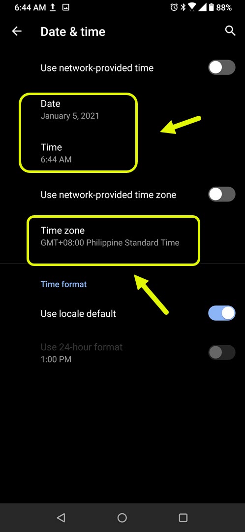 set correct time