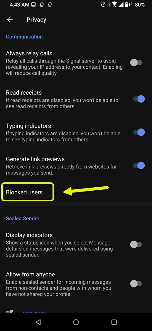 tap blocked users