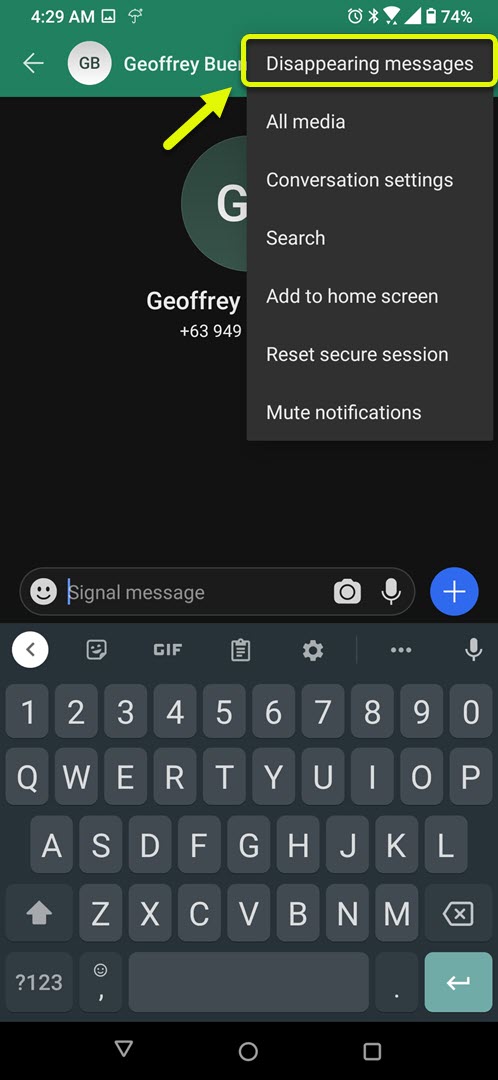 tap disappearing messages