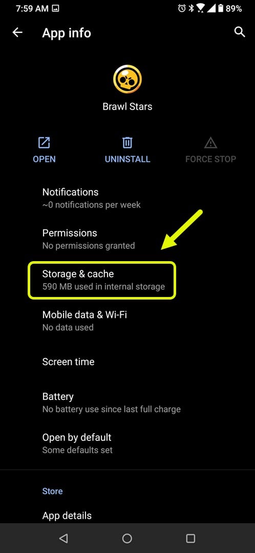 tap on storage and cache