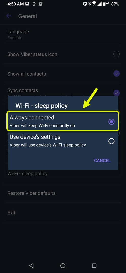 wifi always connected