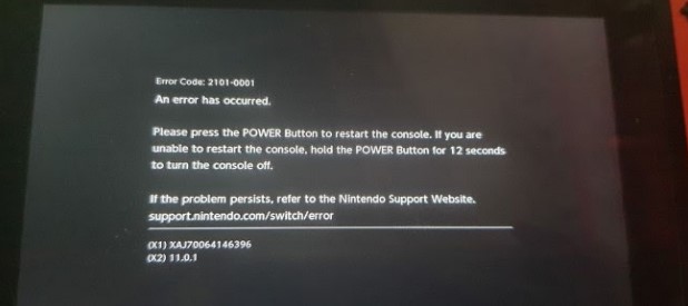 Nintendo switch error