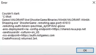 Valorant couldnt start error