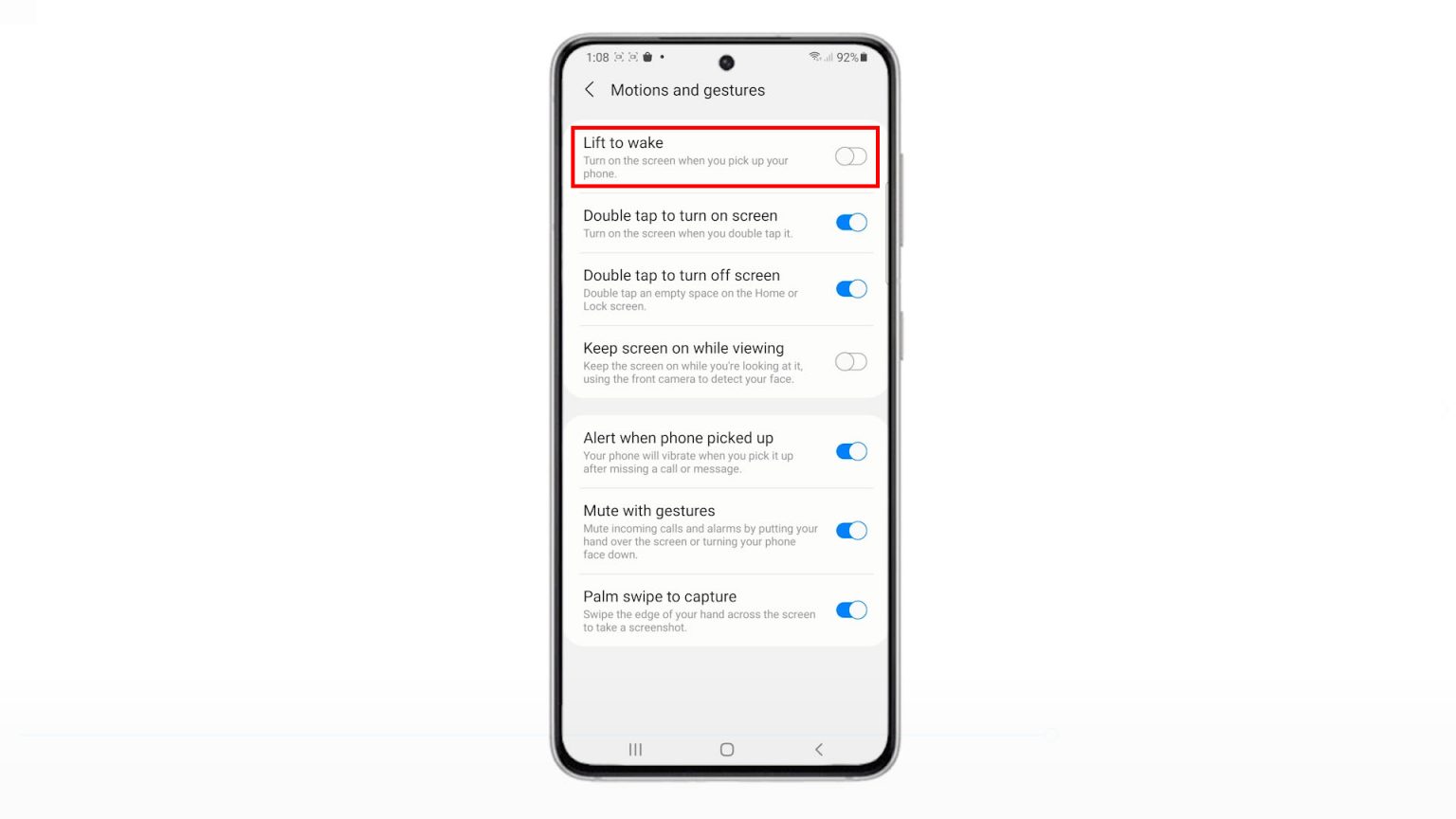 How to Activate Samsung Galaxy S21 Lift to Wake Gesture Display On