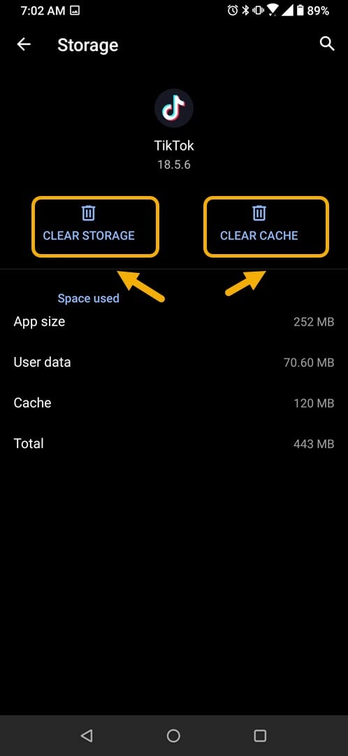 clear storage clear cache