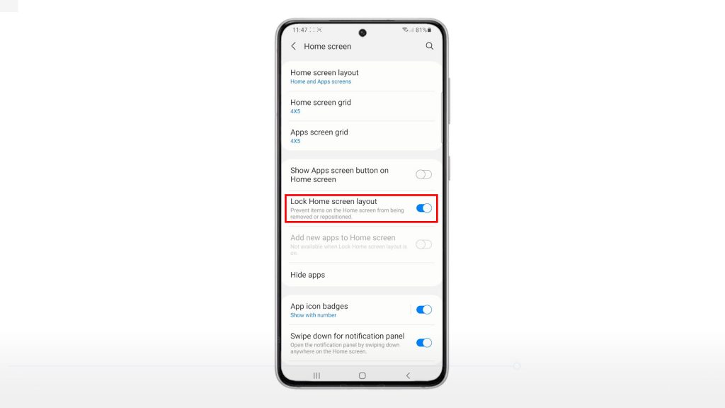 How to Lock Home Screen Layout on Samsung Galaxy S21