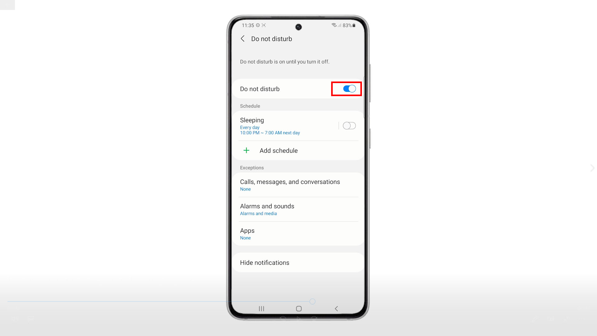 How to Set Up and Manage DND Settings on Samsung Galaxy S21 Do Not