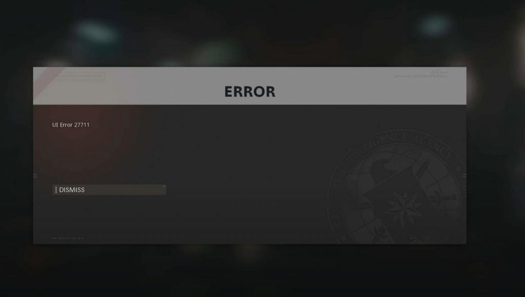 Black Ops COld WAr UI error 27711