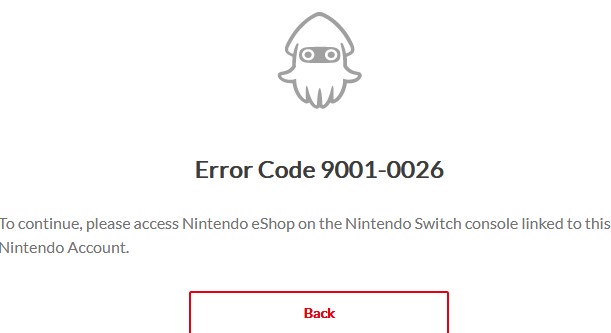 Nintendo Switch 9001 0026 error