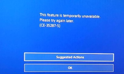 PS4 ce 35287 5 error