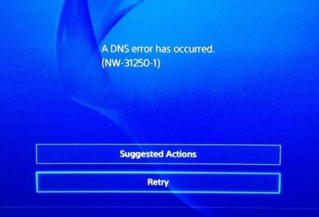 Произошла ошибка dns nw 31250 1 ps4