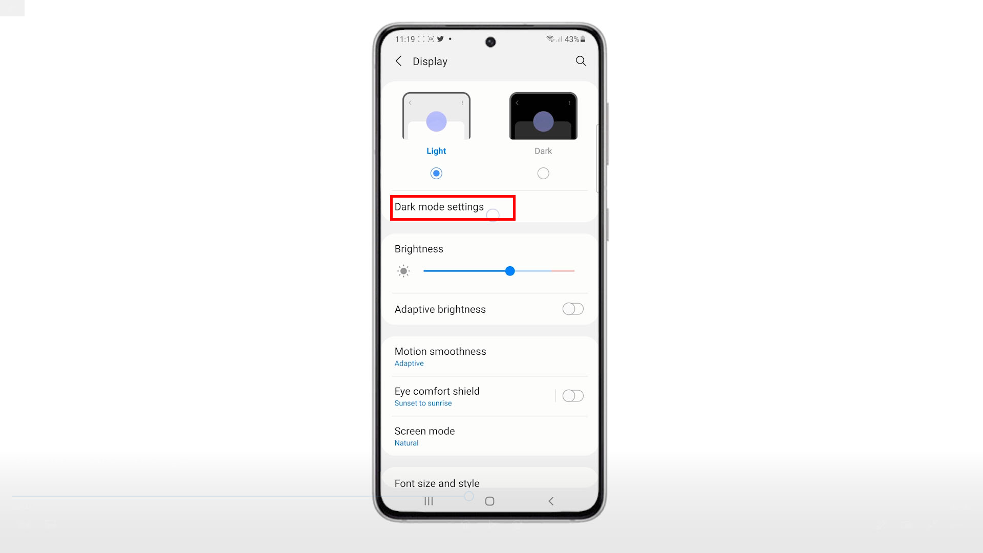 How to Activate Samsung Galaxy S21 Scheduled Dark Mode