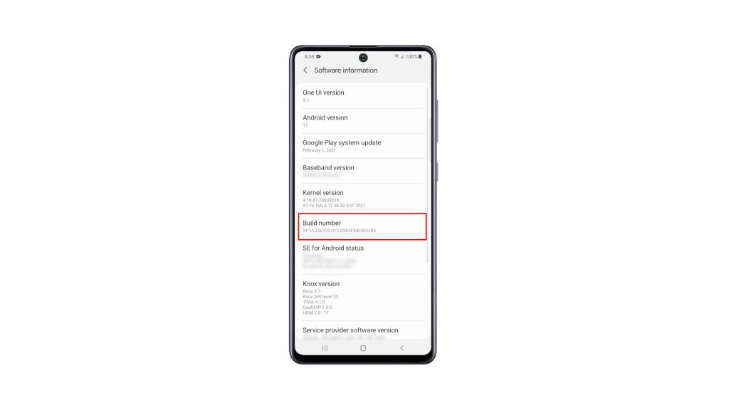 developer options galaxy a51 4