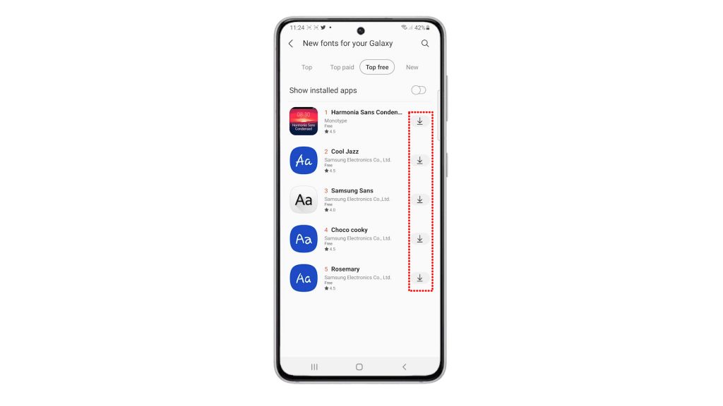 download new fonts galaxy s21 dwnldarrow