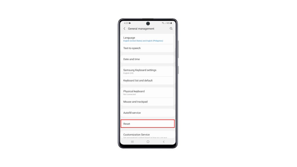 factory reset galaxy a51 3