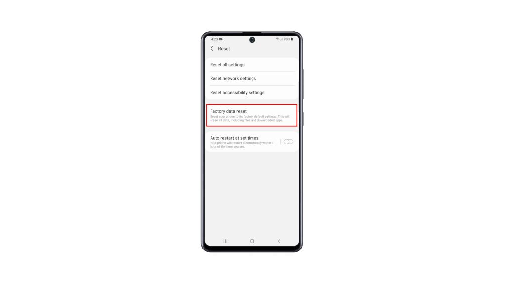 factory reset galaxy a51 4