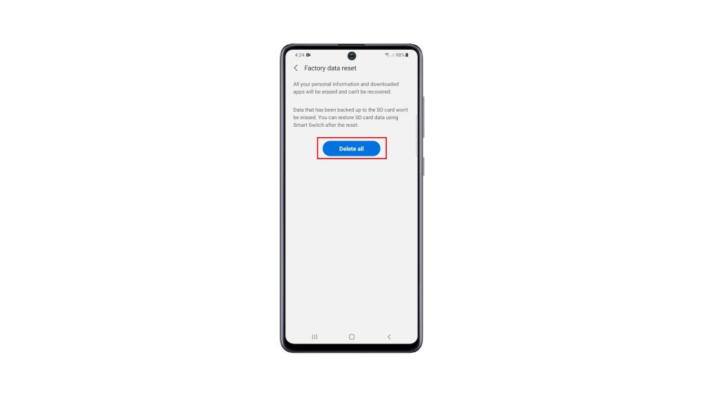 factory reset galaxy a51 6