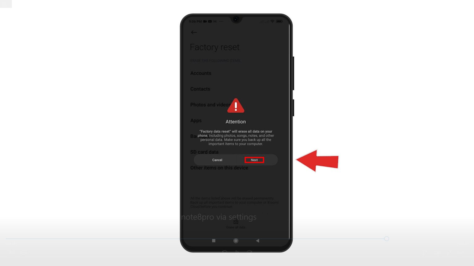 Hard reset xiaomi redmi note